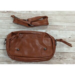 Womens 9.5" x 6.5" x 3" Brown Faux Leather Removable Strap Shoulder Bag Pockets